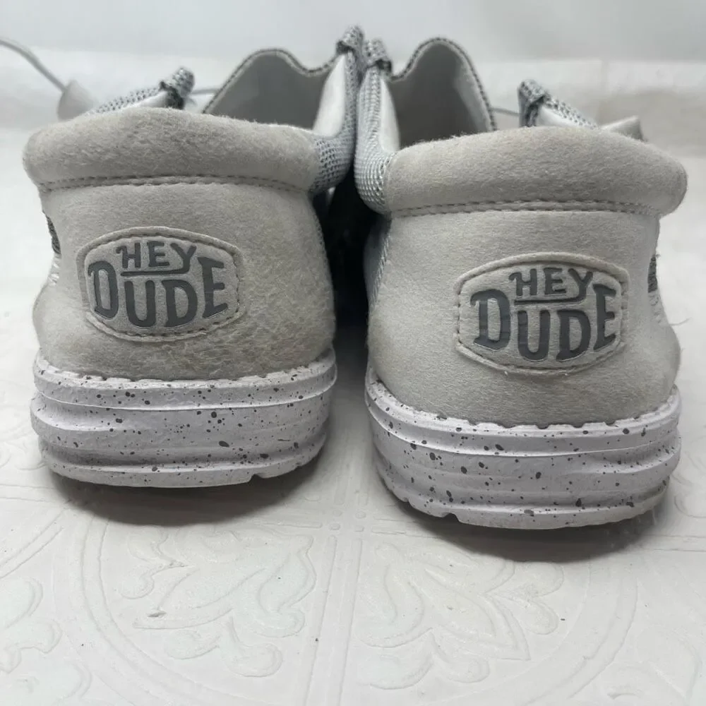 Hey Dude Stone White Wally Sox Slip On Comfort Casual Loafers Shoes Size 10